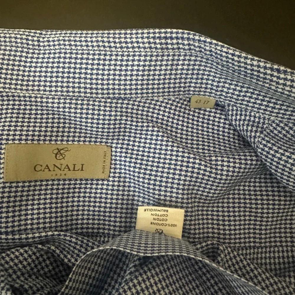 Canali Checked Long Sleeve Shirt 17 neck EU 43 Gently worn Made in Italy - Picture 4 of 4